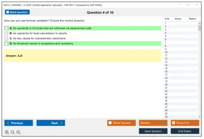 SAP E_HANABW_13 SAP Certified Application Specialist - SAP BW 7.5 powered by SAP HANA Practice test exam simulator test engine exam Prep practice test questions answers Image 4