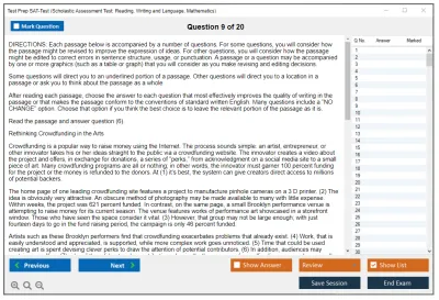 Test Prep SAT-Test Scholastic Assessment Test: Reading, Writing and Language, Mathematics Practice test exam simulator test engine exam Prep practice test questions answers Image 9