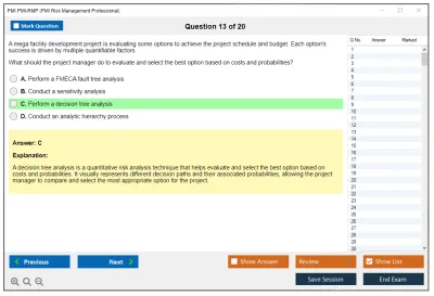 PMI PMI-RMP PMI Risk Management Professional (PMI-RMP) Exam Practice test exam simulator test engine exam Prep practice test questions answers Image 13