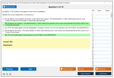 Oracle 1z0-1079-20 Oracle SCM Transportation and Global Trade Management Cloud 2020 Implementation Essentials Practice test exam simulator test engine exam Prep practice test questions answers Image 3