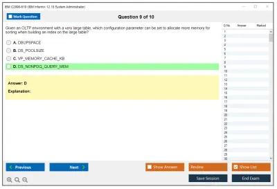 IBM C2090-619 IBM Informix 12.10 System Administrator Practice test exam simulator test engine exam Prep practice test questions answers Image 9