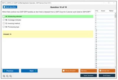 SAP C_C4H510_01 SAP Certified Application Associate - SAP Service Cloud 1911 Practice test exam simulator test engine exam Prep practice test questions answers Image 10