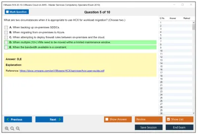 VMware 5V0-33.19 VMware Cloud on AWS - Master Services Competency Specialist Exam 2019 Practice test exam simulator test engine exam Prep practice test questions answers Image 5