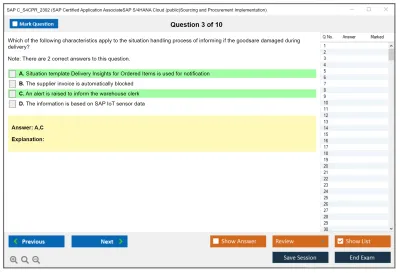 SAP C_S4CPR_2302 SAP Certified Application AssociateSAP S/4HANA Cloud (public)Sourcing and Procurement Implementation Practice test exam simulator test engine exam Prep practice test questions answers Image 3