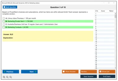 Microsoft MB-220 Microsoft Dynamics 365 Customer Insights (Journeys) Functional Consultant Practice test exam simulator test engine exam Prep practice test questions answers Image 3