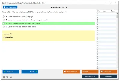Google Google-Analytics Google Analytics Individual Qualification (IQ) Practice test exam simulator test engine exam Prep practice test questions answers Image 5