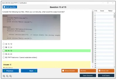 Zend 200-530 Zend PHP 5.3 Certification Practice test exam simulator test engine exam Prep practice test questions answers Image 13