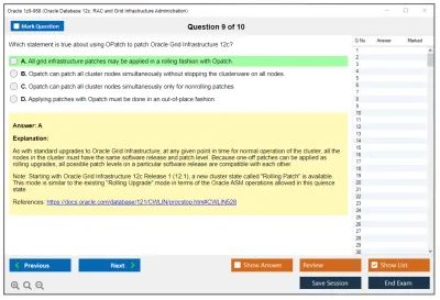Oracle 1z0-068 Oracle Database 12c: RAC and Grid Infrastructure Administration Practice test exam simulator test engine exam Prep practice test questions answers Image 9