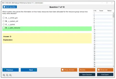 IBM C1000-085 IBM Netezza Performance Server V11.x Administrator Practice test exam simulator test engine exam Prep practice test questions answers Image 7