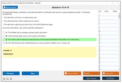 Amazon AWS AXS-C01 AWS Certified Alexa Skill Builder-Specialty Practice test exam simulator test engine exam Prep practice test questions answers Image 10
