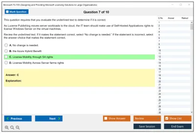 Microsoft 70-705 Designing and Providing Microsoft Licensing Solutions to Large Organizations Practice test exam simulator test engine exam Prep practice test questions answers Image 7