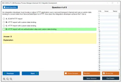 IBM C9550-273 IBM Business Process Manager Advanced V8.0 Integration Development Practice test exam simulator test engine exam Prep practice test questions answers Image 4