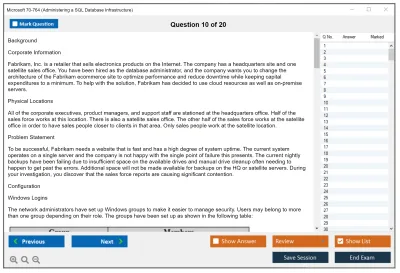 Microsoft 70-764 Administering a SQL Database Infrastructure Practice test exam simulator test engine exam Prep practice test questions answers Image 10