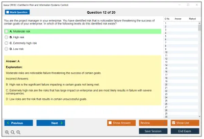 Isaca CRISC Certified in Risk and Information Systems Control Practice test exam simulator test engine exam Prep practice test questions answers Image 12