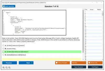 Cisco 300-435 Automating Cisco Enterprise Solutions (ENAUTO) Practice test exam simulator test engine exam Prep practice test questions answers Image 7