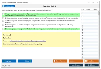 Cisco 500-220 Engineering Cisco Meraki Solutions (ECMS) v2.2 Practice test exam simulator test engine exam Prep practice test questions answers Image 5