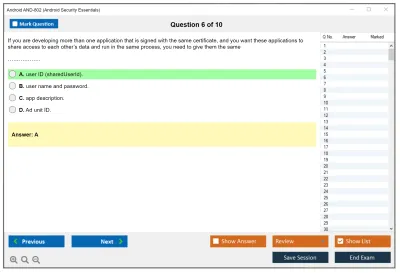 Android AND-802 Android Security Essentials Practice test exam simulator test engine exam Prep practice test questions answers Image 6
