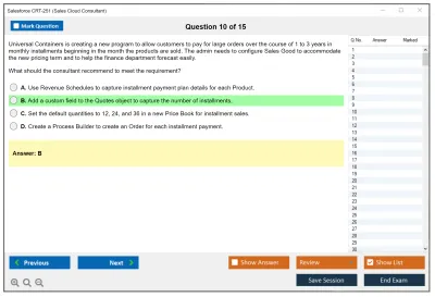 Salesforce CRT-251 Salesforce Certified Sales Cloud Consultant Practice test exam simulator test engine exam Prep practice test questions answers Image 10