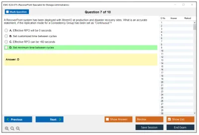 EMC E20-575 Specialist-System Administrator, RecoverPoint Version 2.0 Practice test exam simulator test engine exam Prep practice test questions answers Image 7