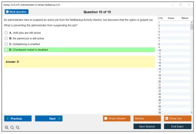 Veritas VCS-276 Administration of Veritas NetBackup 8.0 Practice test exam simulator test engine exam Prep practice test questions answers Image 10