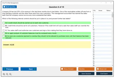 Cima P3 Risk Management Practice test exam simulator test engine exam Prep practice test questions answers Image 6