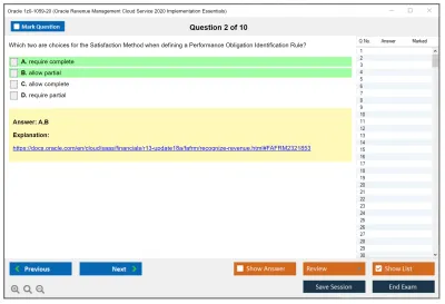 Oracle 1z0-1059-20 Oracle Revenue Management Cloud Service 2020 Implementation Essentials Practice test exam simulator test engine exam Prep practice test questions answers Image 2