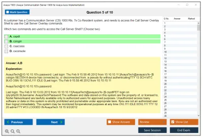 Avaya 7003 Avaya Communication Server 1000 for Avaya Aura Implementation Practice test exam simulator test engine exam Prep practice test questions answers Image 5
