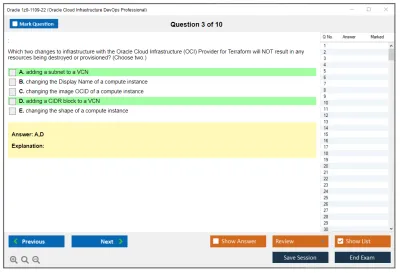 Oracle 1z0-1109-22 Oracle Cloud Infrastructure DevOps Professional Practice test exam simulator test engine exam Prep practice test questions answers Image 3
