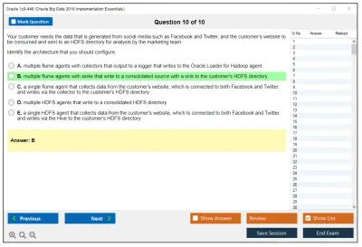 Oracle 1z0-449 Oracle Big Data 2016 Implementation Essentials Practice test exam simulator test engine exam Prep practice test questions answers Image 10