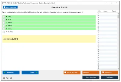 SAP P_TSEC10_75 SAP Certified Technology Professional - System Security Architect Practice test exam simulator test engine exam Prep practice test questions answers Image 7