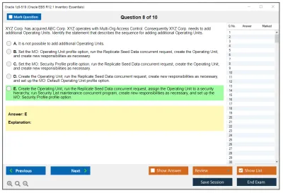 Oracle 1z0-519 Oracle EBS R12.1 Inventory Essentials Practice test exam simulator test engine exam Prep practice test questions answers Image 8