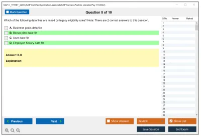 SAP C_THR87_2205 SAP Certified Application AssociateSAP SuccessFactors Variable Pay 1H/2022 Practice test exam simulator test engine exam Prep practice test questions answers Image 5
