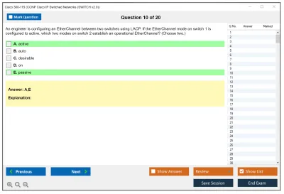Cisco 300-115 CCNP Cisco IP Switched Networks (SWITCH v2.0) Practice test exam simulator test engine exam Prep practice test questions answers Image 10