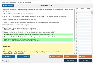 Microsoft 70-764 Administering a SQL Database Infrastructure Practice test exam simulator test engine exam Prep practice test questions answers Image 9
