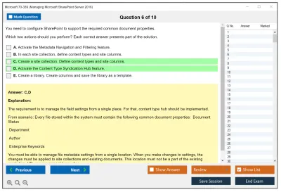 Microsoft 70-339 Managing Microsoft SharePoint Server 2016 Practice test exam simulator test engine exam Prep practice test questions answers Image 6