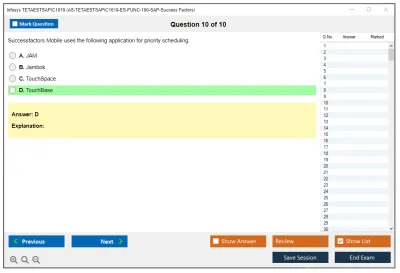 Infosys TETAESTSAPIC1019 AS-TETAESTSAPIC1019-ES-FUNC-100-SAP-Success Factors Practice test exam simulator test engine exam Prep practice test questions answers Image 10