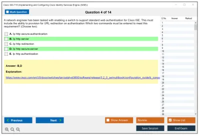 Cisco 300-715 Implementing and Configuring Cisco Identity Services Engine (SISE) v4.0 (300-715 SISE) Practice test exam simulator test engine exam Prep practice test questions answers Image 4