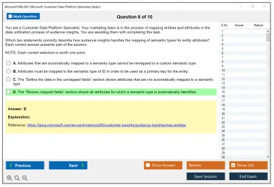 Microsoft MB-260 Microsoft Dynamics 365 Customer Insights (Data) Specialist Practice test exam simulator test engine exam Prep practice test questions answers Image 6