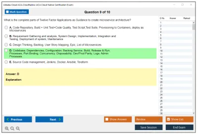 Alibaba Cloud ACA-CloudNative ACA Cloud Native Certification Exam Practice test exam simulator test engine exam Prep practice test questions answers Image 9