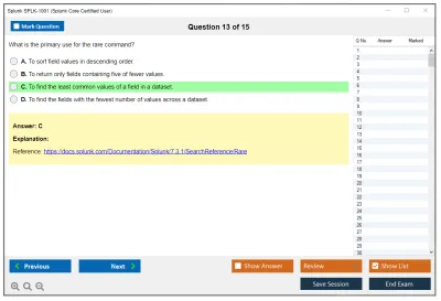 Splunk SPLK-1001 Splunk Core Certified User Practice test exam simulator test engine exam Prep practice test questions answers Image 13