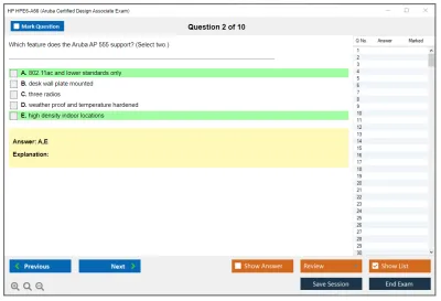 HP HPE6-A66 Aruba Certified Design Associate Exam Practice test exam simulator test engine exam Prep practice test questions answers Image 2