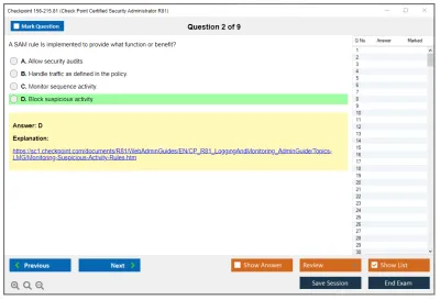 Checkpoint 156-215.81 Check Point Certified Security Administrator R81.20 Practice test exam simulator test engine exam Prep practice test questions answers Image 2