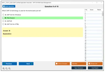 SAP C_TS413_2020 SAP Certified Application Associate - SAP S/4HANA Asset Management Practice test exam simulator test engine exam Prep practice test questions answers Image 9