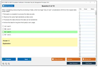 BCS CISMP-V9 BCS Foundation Certificate in Information Security Management Principles V9.0 Practice test exam simulator test engine exam Prep practice test questions answers Image 9
