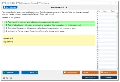 SAP C_ARSOR_2302 SAP Certified Application AssociateSAP Ariba Sourcing Practice test exam simulator test engine exam Prep practice test questions answers Image 5