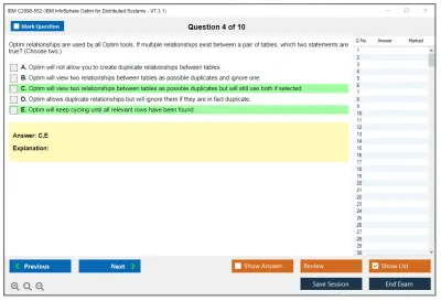 IBM C2090-552 IBM InfoSphere Optim for Distributed Systems - V7.3.1 Practice test exam simulator test engine exam Prep practice test questions answers Image 4
