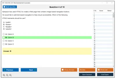 CIW 1D0-61B Site Development Associate Practice test exam simulator test engine exam Prep practice test questions answers Image 4
