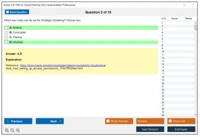 Oracle 1z0-1080-22 Oracle Planning 2022 Implementation Professional Practice test exam simulator test engine exam Prep practice test questions answers Image 2