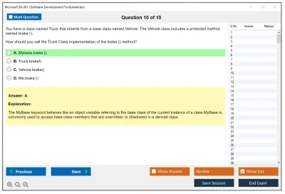 Microsoft 98-361 Software Development Fundamentals Practice test exam simulator test engine exam Prep practice test questions answers Image 10