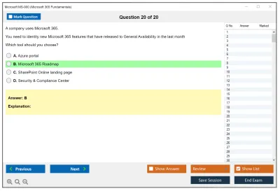 Microsoft MS-900 Microsoft 365 Fundamentals Practice test exam simulator test engine exam Prep practice test questions answers Image 20